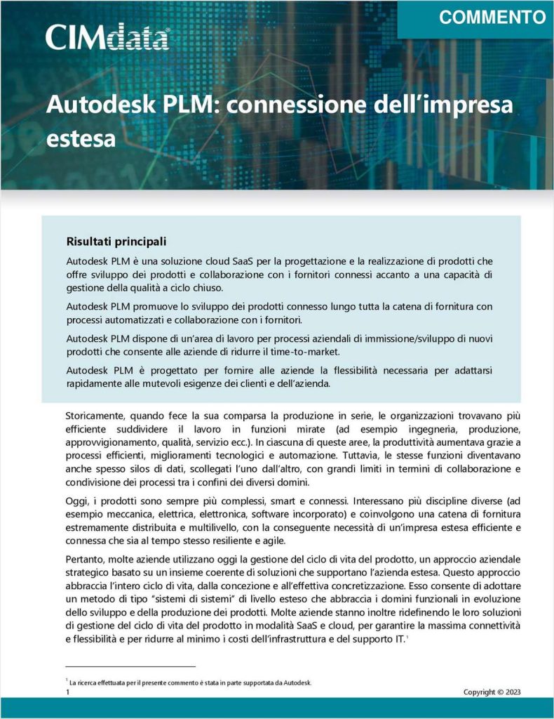 Connessione dell'azienda estesa a Cloud PLM