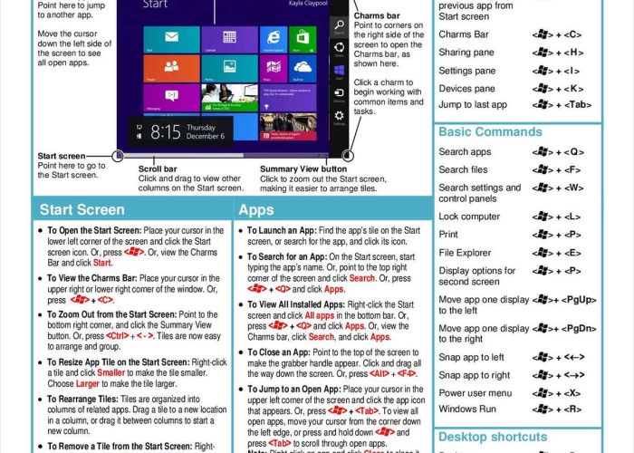 21 Microsoft Windows 8-- Free Reference Card