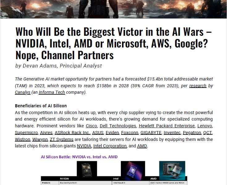 Who Will Be the Biggest Victor in the AI Wars – NVIDIA, Intel, AMD or Microsoft, AWS, Google? Nope, Channel Partners