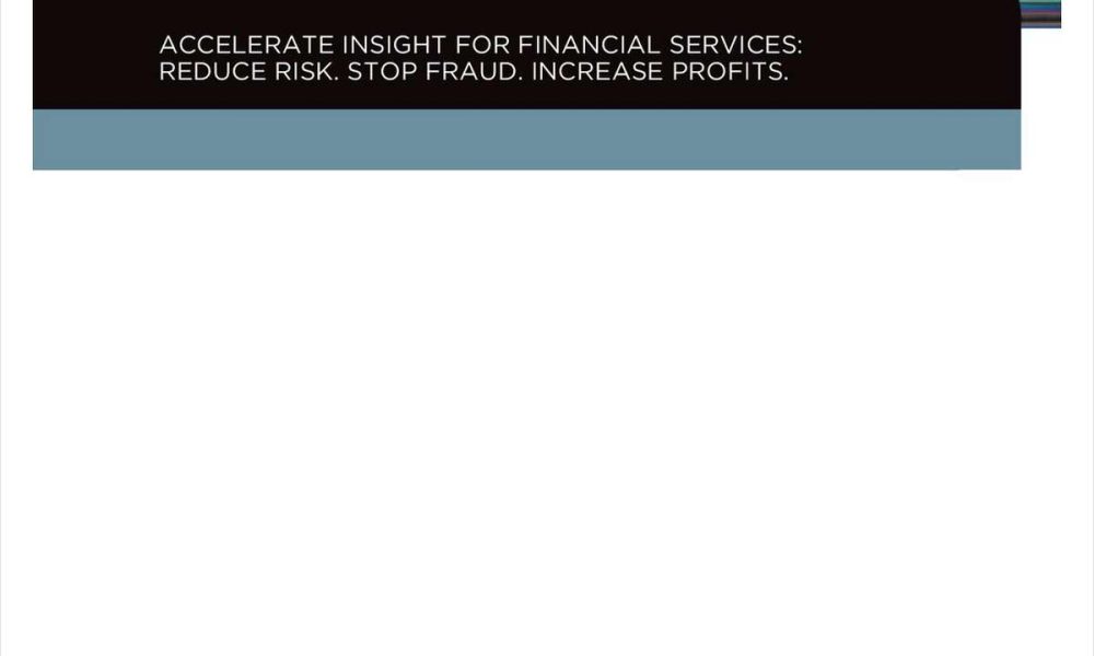 Accelerate Insight for Financial Services Reduce Risk. Stop Fraud. Increase Profits.