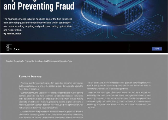 Quantum Computing for Financial Services: Improving Efficiencies and Preventing Fraud