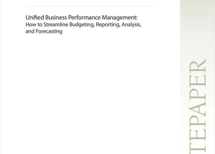 Unified Business Performance Management How to Streamline Budgeting, Reporting, Analysis and Forecasting