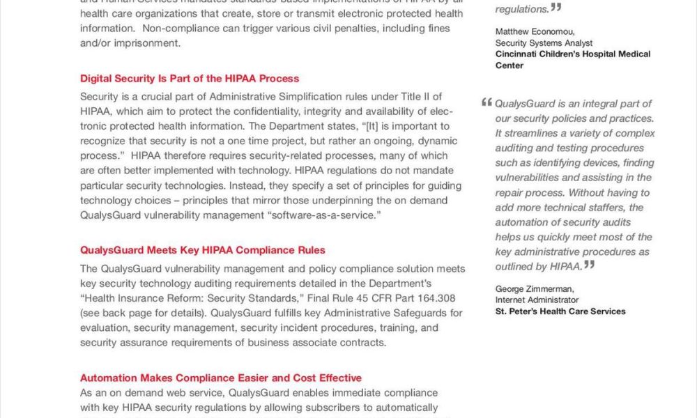 Vulnerability Management for HIPAA Compliance